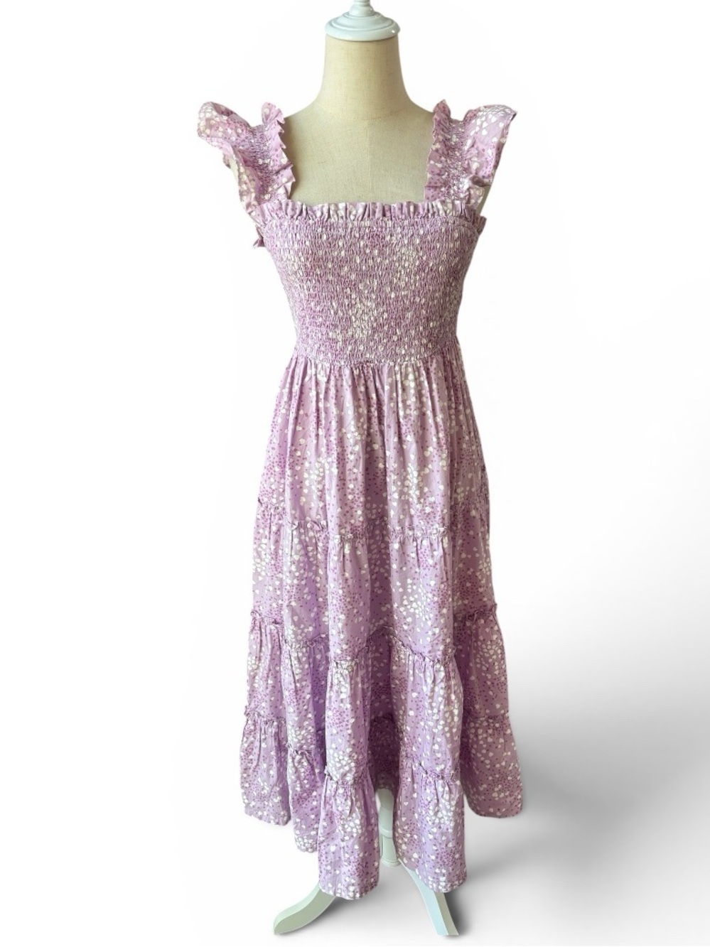 NWOT CROWN & IVY Lavender Heart Print Smocked Sundress